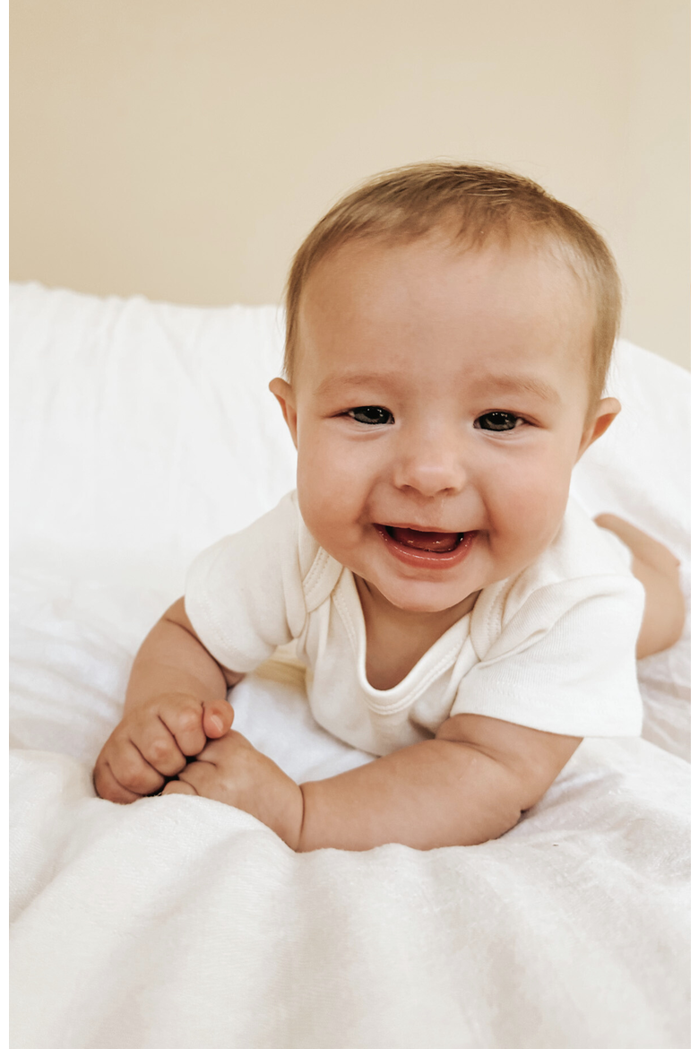 Bestie Organic Baby Bodysuit, Alternate, color, Natural Clay Lettering