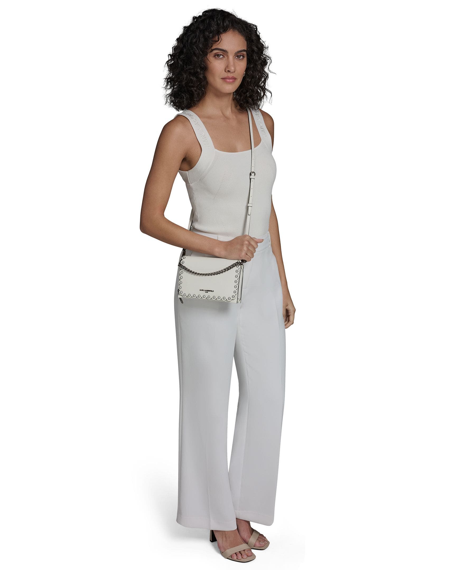 KARL LAGERFELD PARIS Lourdes Crossbody, Alternate, color, Winter White