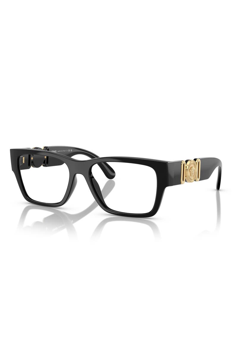 Versace 53mm Pillow Optical Glasses, Alternate, color, Shiny Black
