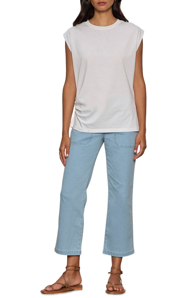 Sanctuary Pleated Muscle T-Shirt, Alternate, color, White