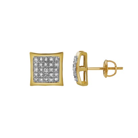 Solene 10K Yellow Gold Diamond Unisex Earrings - 0.19 Cts
