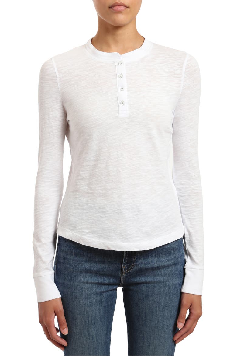 Slub Cotton Henley, Main, color, WHITE