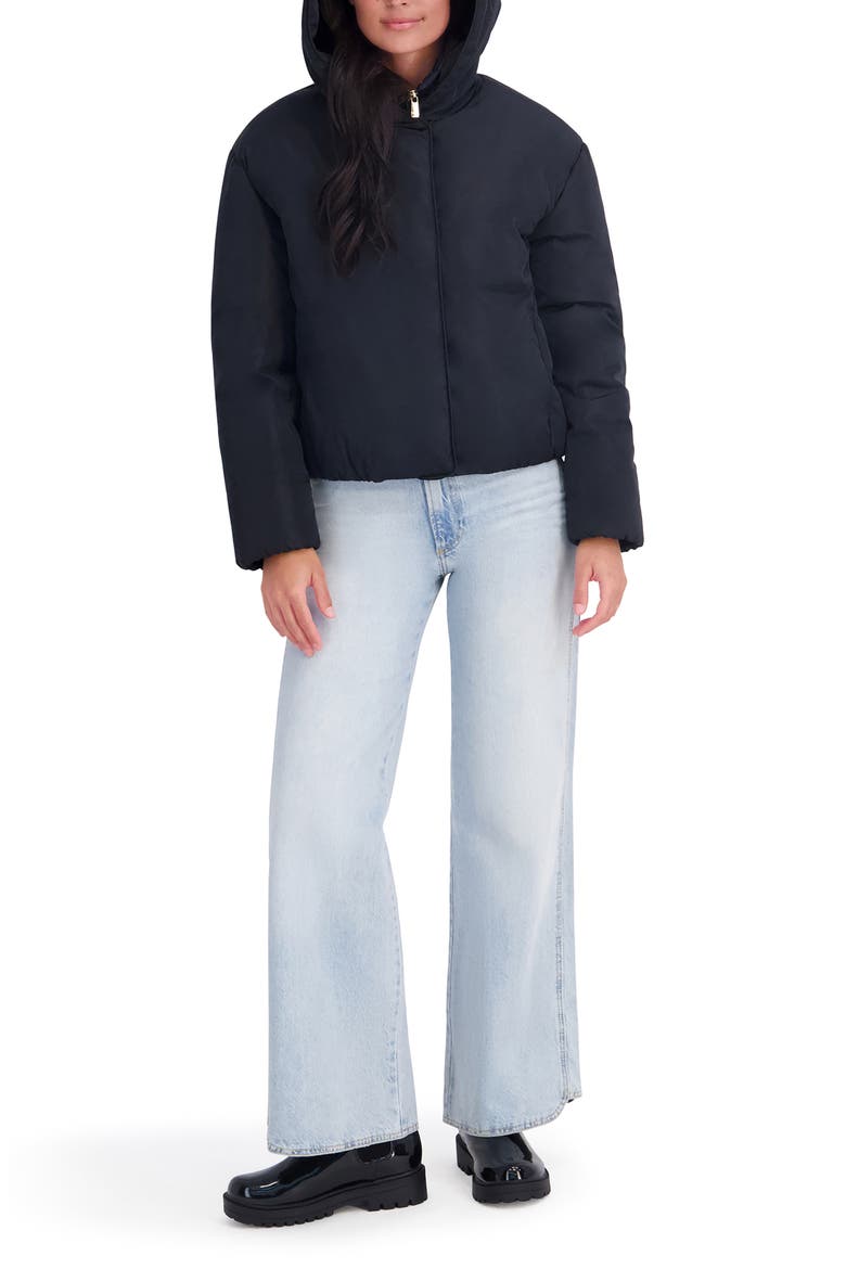 Hooded Puffer Jacket, Alternate, color, BLACK