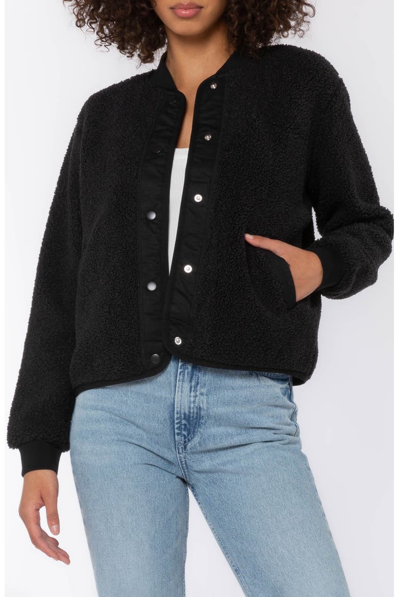 Saint Fleece Bomber Jacket, Main, color, BLACK