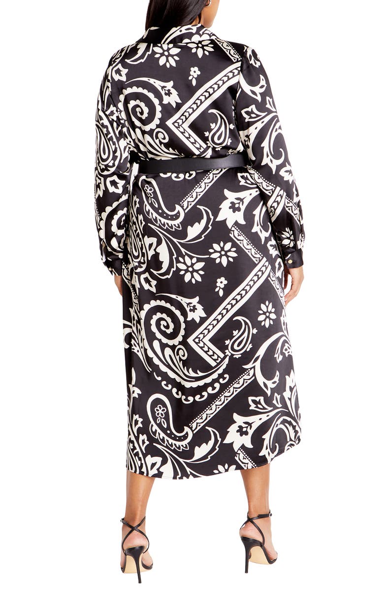 City Chic Sienna Paisley Print Long Sleeve Shirtdress, Alternate, color,