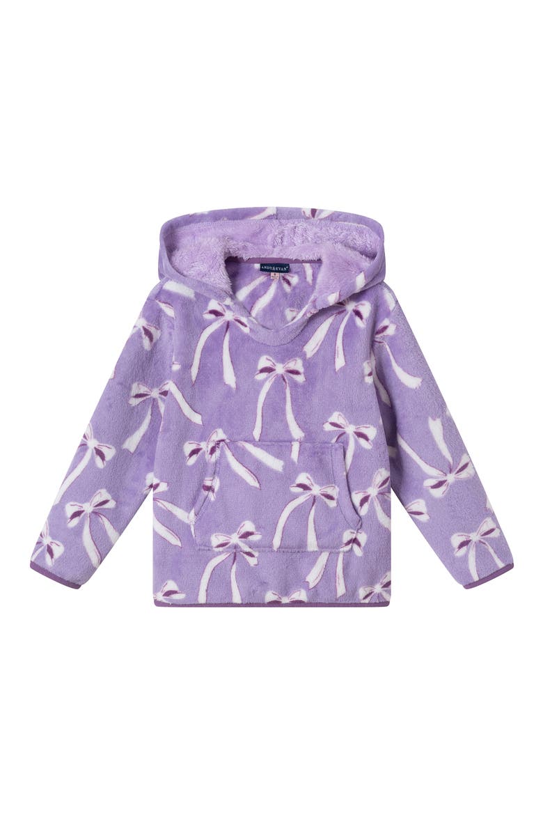 Kids' Plush Bow Print Hoodie, Main, color, PURPLE BOWS
