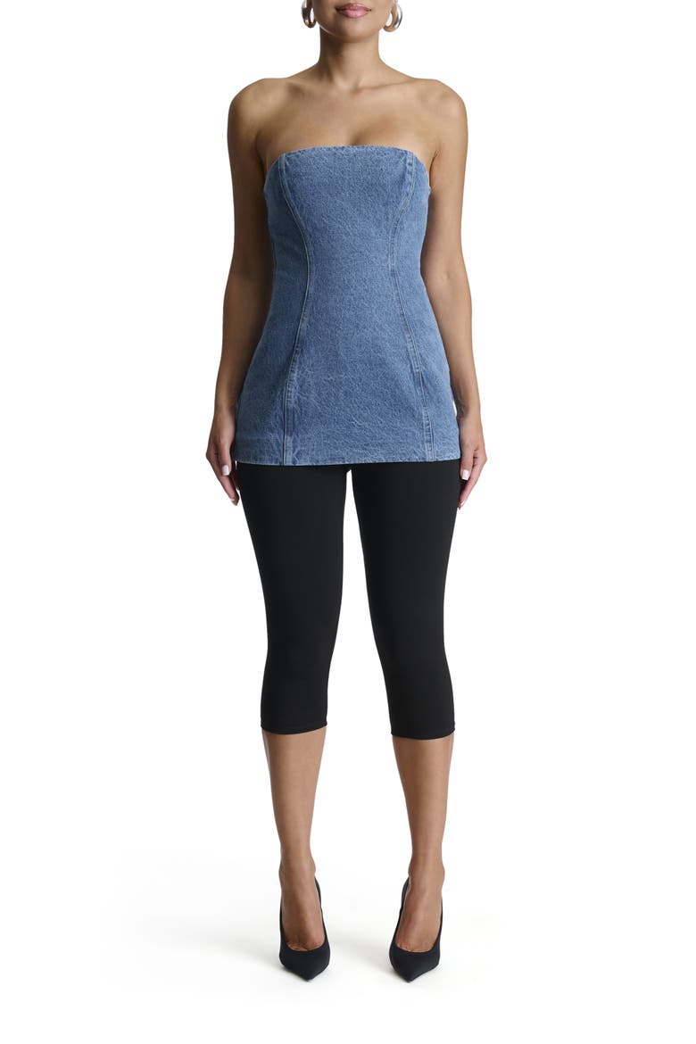 Denim Tunic Tube Top, Alternate, color, MEDIUM WASH