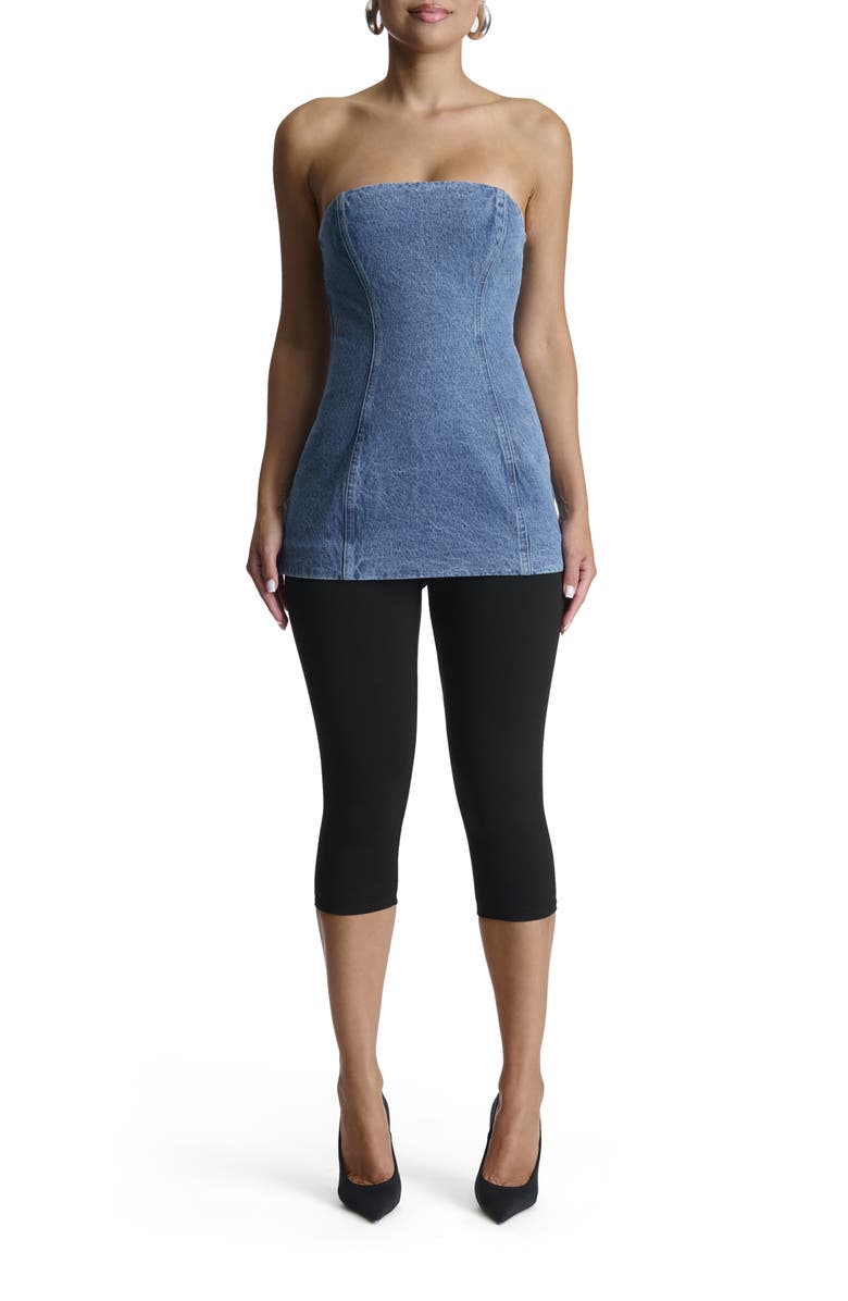 Naked Wardrobe Denim Tunic Tube Top, Alternate, color, Medium Wash