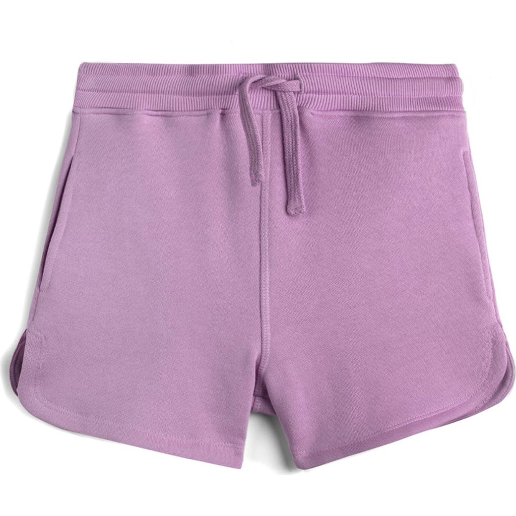 Mightly Organic Cotton Drawstring Track Shorts In Purple