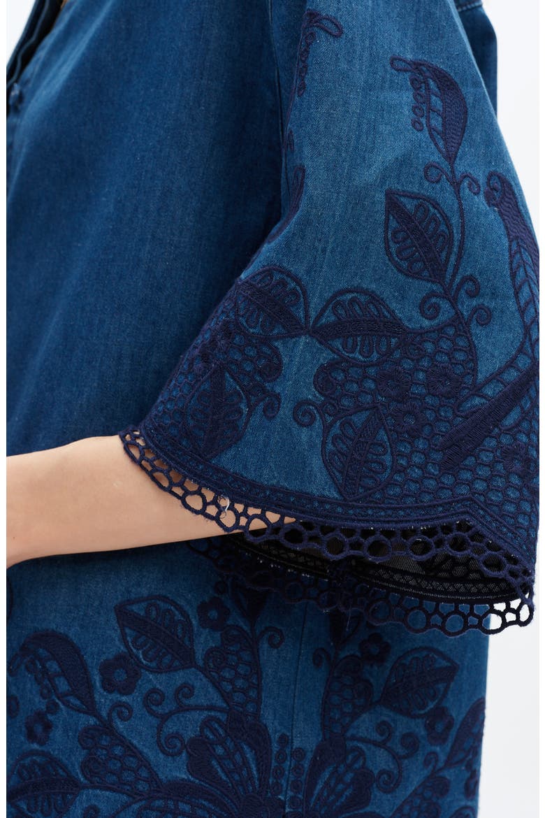 Embroidered Denim Shirt, Alternate, color, DARKTIDE