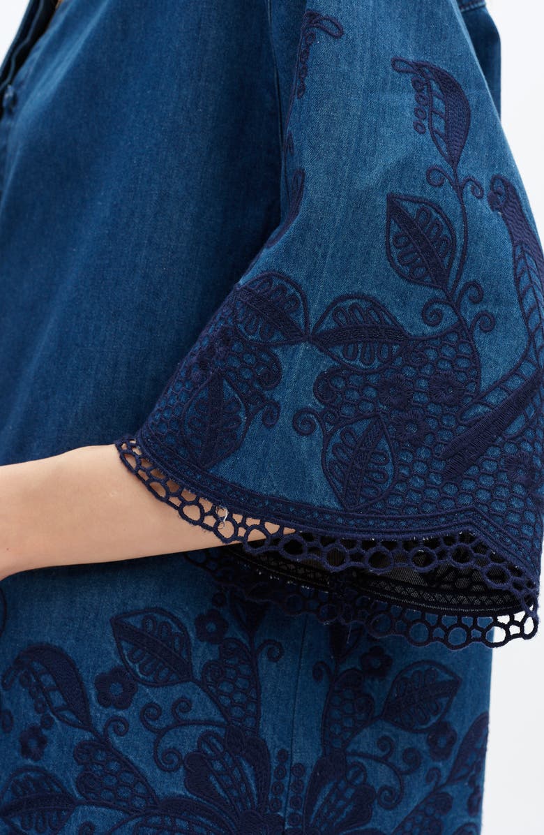 Bayeas Embroidered Denim Shirt, Alternate, color, Darktide