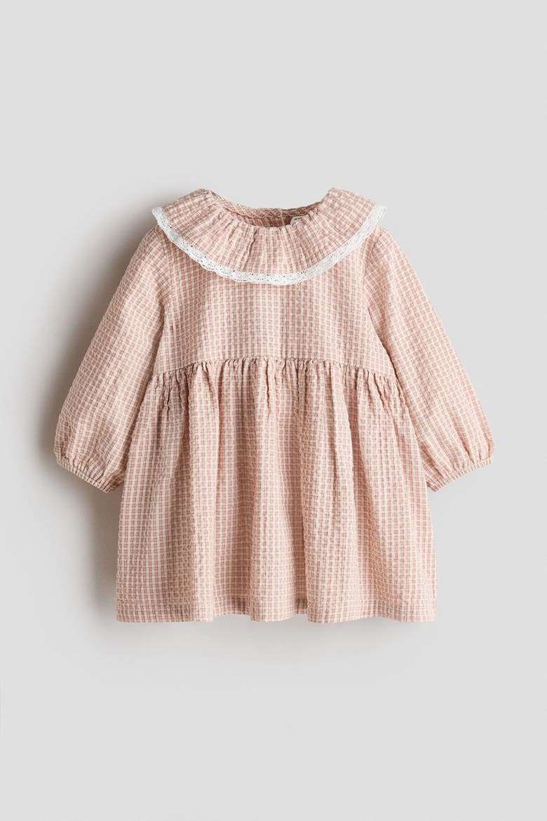 Cotton Dress, Alternate, color, Light pink/beige checked
