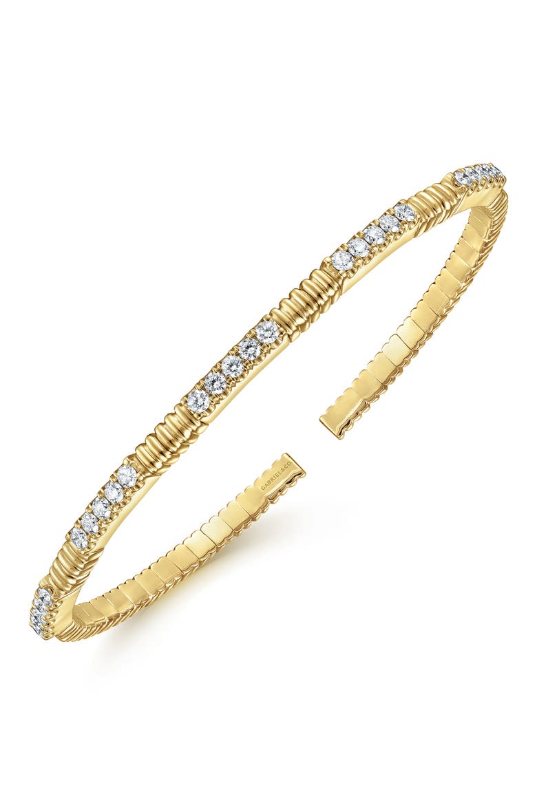 14K Gold Diamond Bangle, Alternate, color, 14K YELLOW GOLD