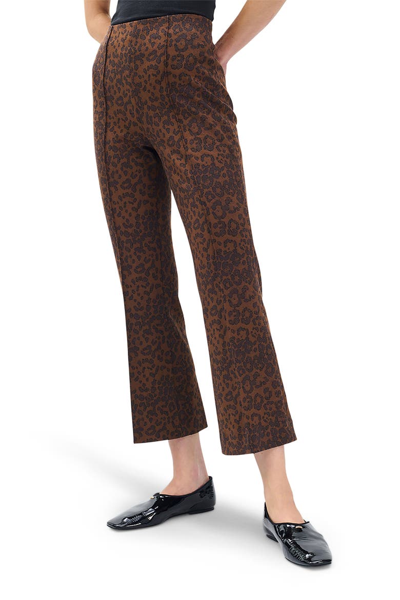 Irina Leopard Print Ponte Flare Ankle Pants, Main, color, LEOPARD