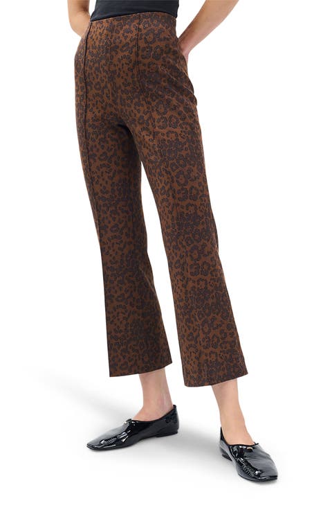 Irina Leopard Print Ponte Flare Ankle Pants