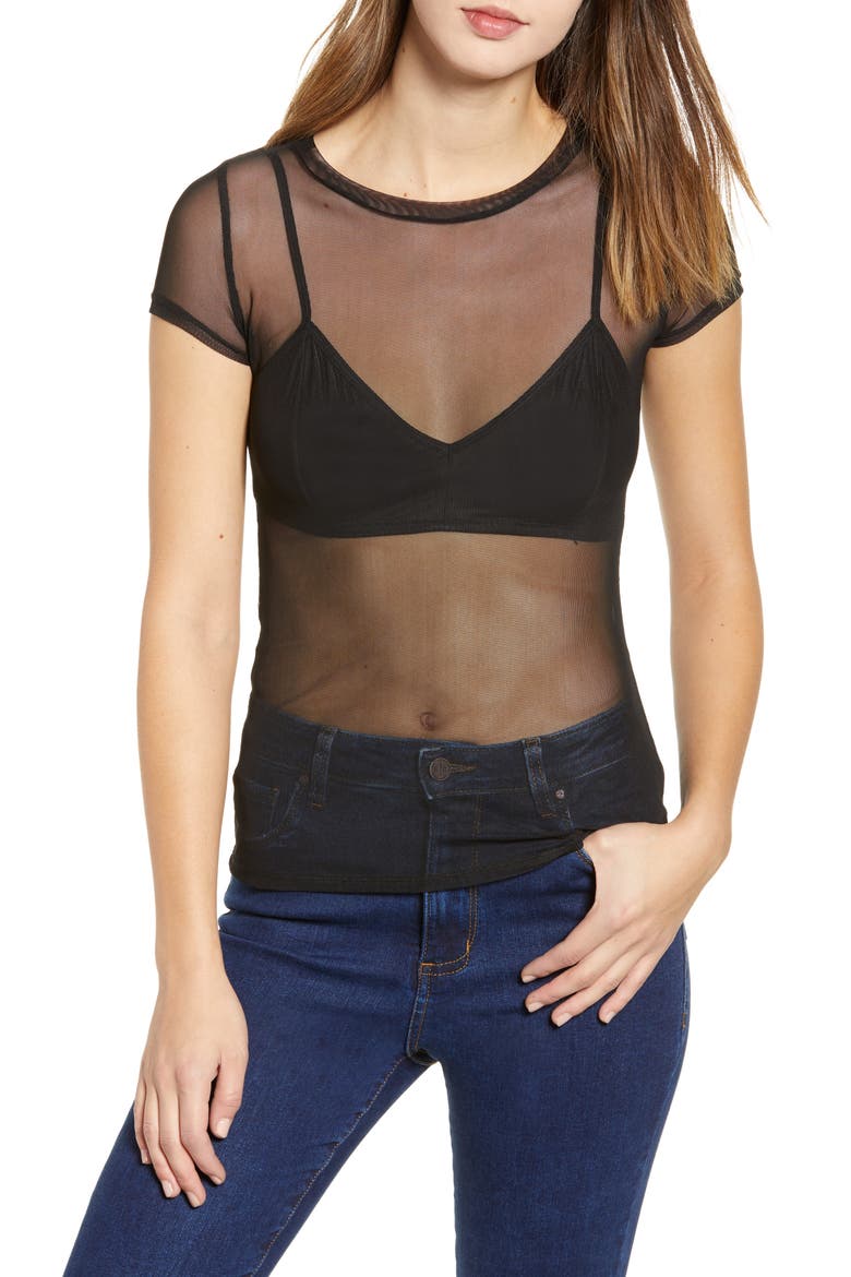 Mesh Tee, Main, color, BLACK