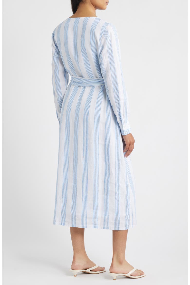 Bayside Isle Long Sleeve Linen Wrap Dress, Alternate, color, PALACE BLUE