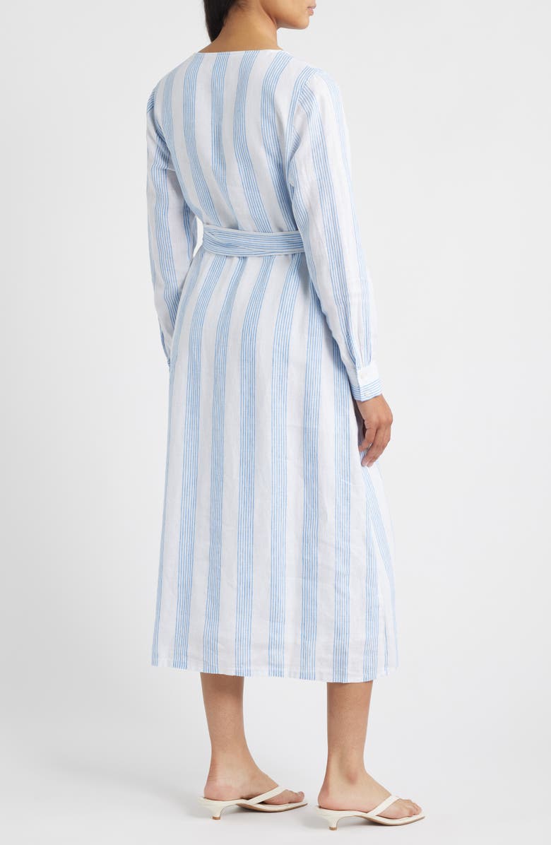 Tommy Bahama Bayside Isle Long Sleeve Linen Wrap Dress, Alternate, color, Palace Blue