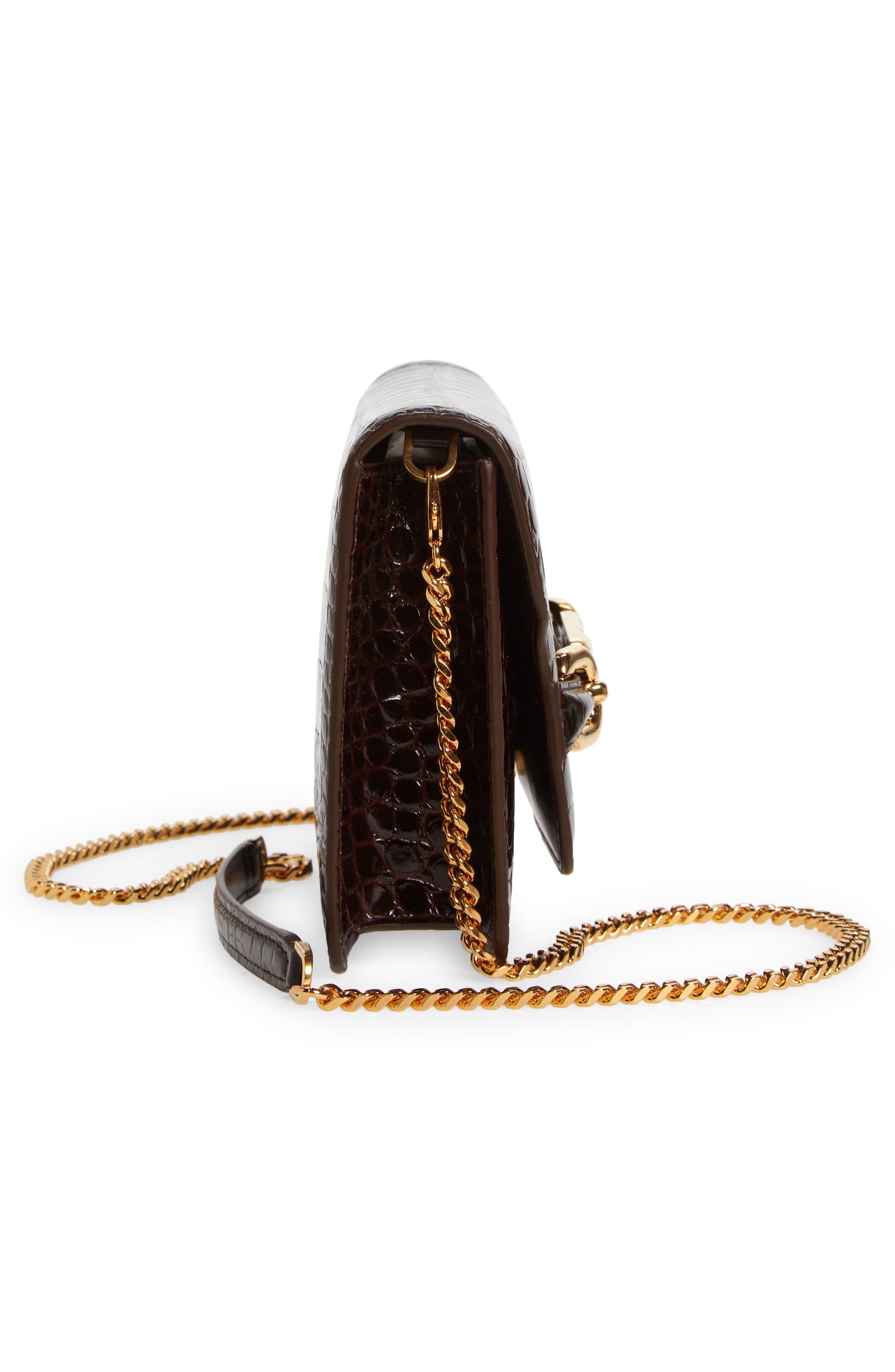 TOM FORD Small Croc Embossed Leather Shoulder Bag, Alternate, color, 