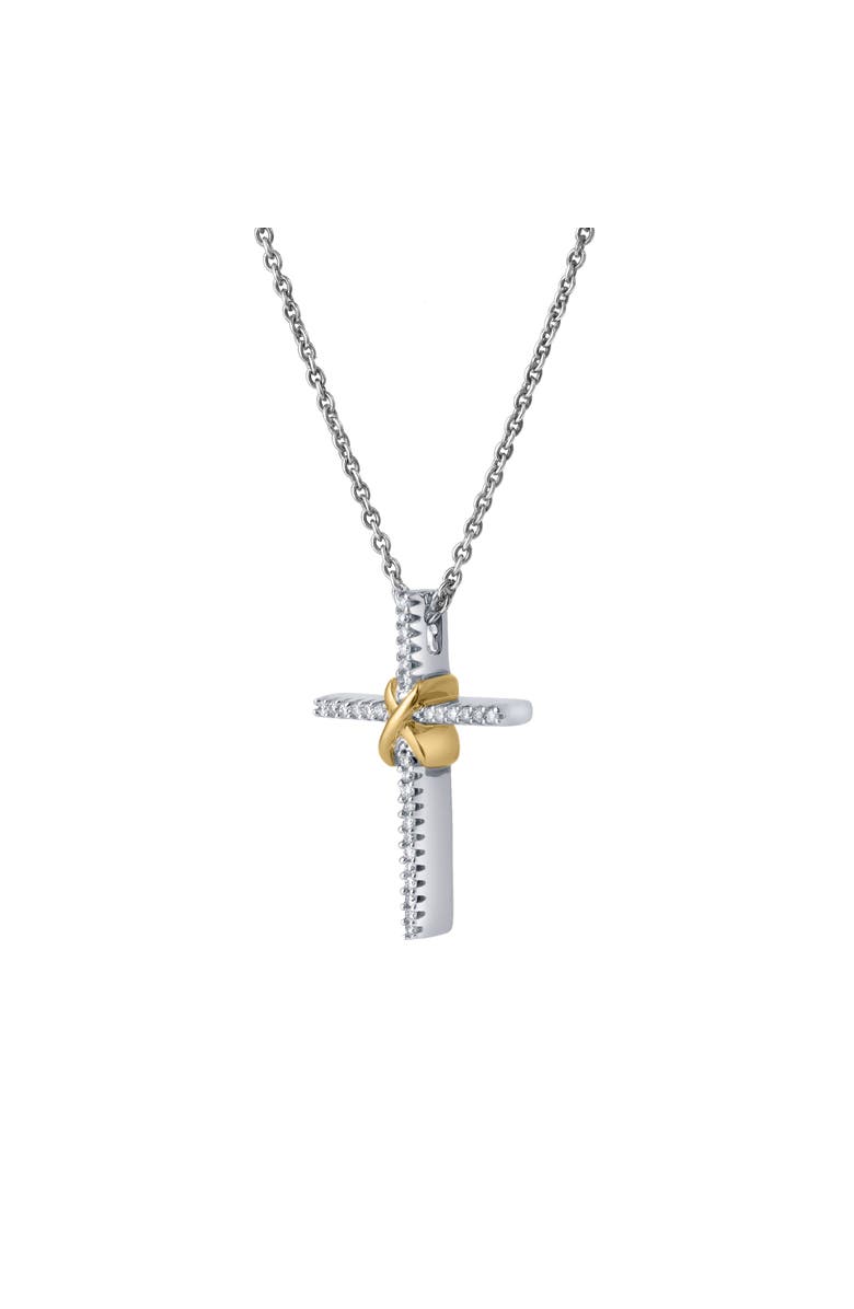 LuvMyJewelry Corvielle Cross 0.1 Ct 14K Gold Diamond Pendant, Alternate, color, 14K White Gold