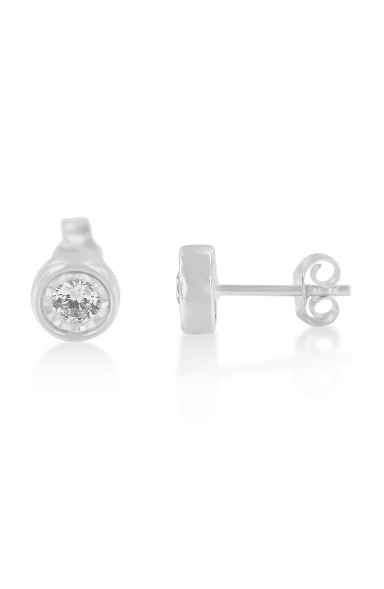 Haus of Brilliance 10K White Gold Diamond Floral Stud Earrings, Alternate, color, White