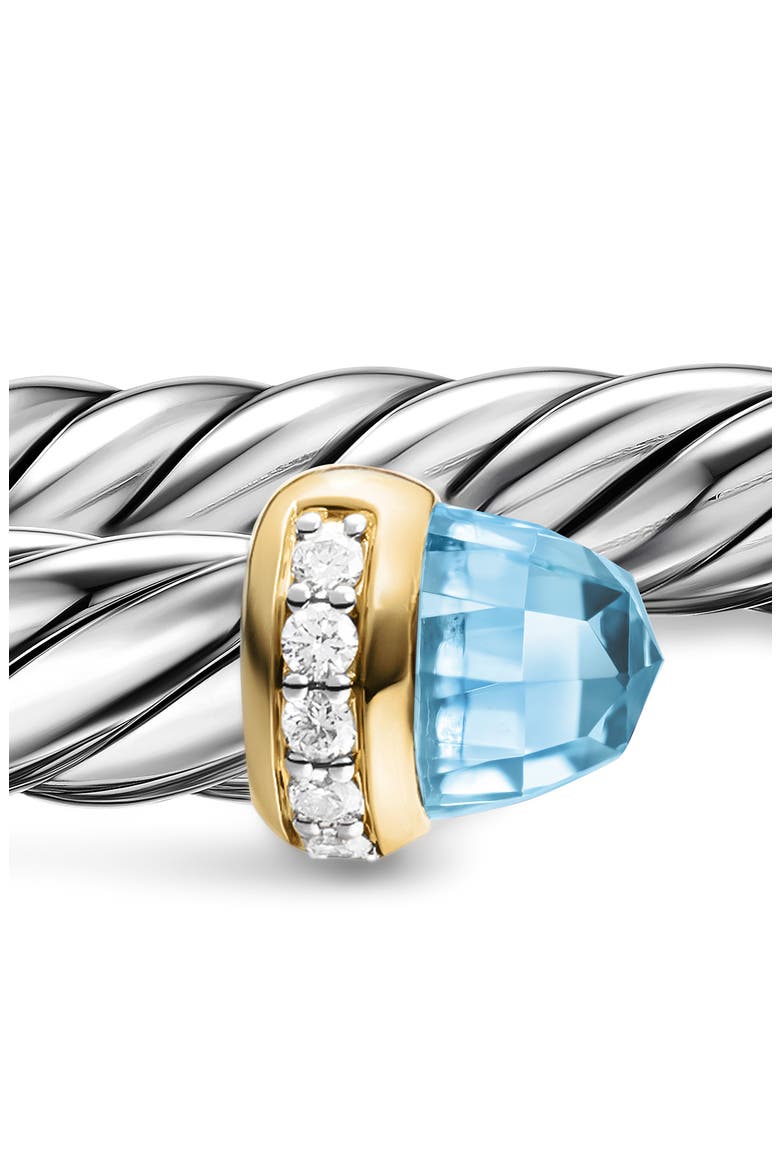 Cable Flex Bracelet in Sterling Silver with 14K Gold, Prasiolite & Diamonds, 6mm, Alternate, color, LIGHT BLUE