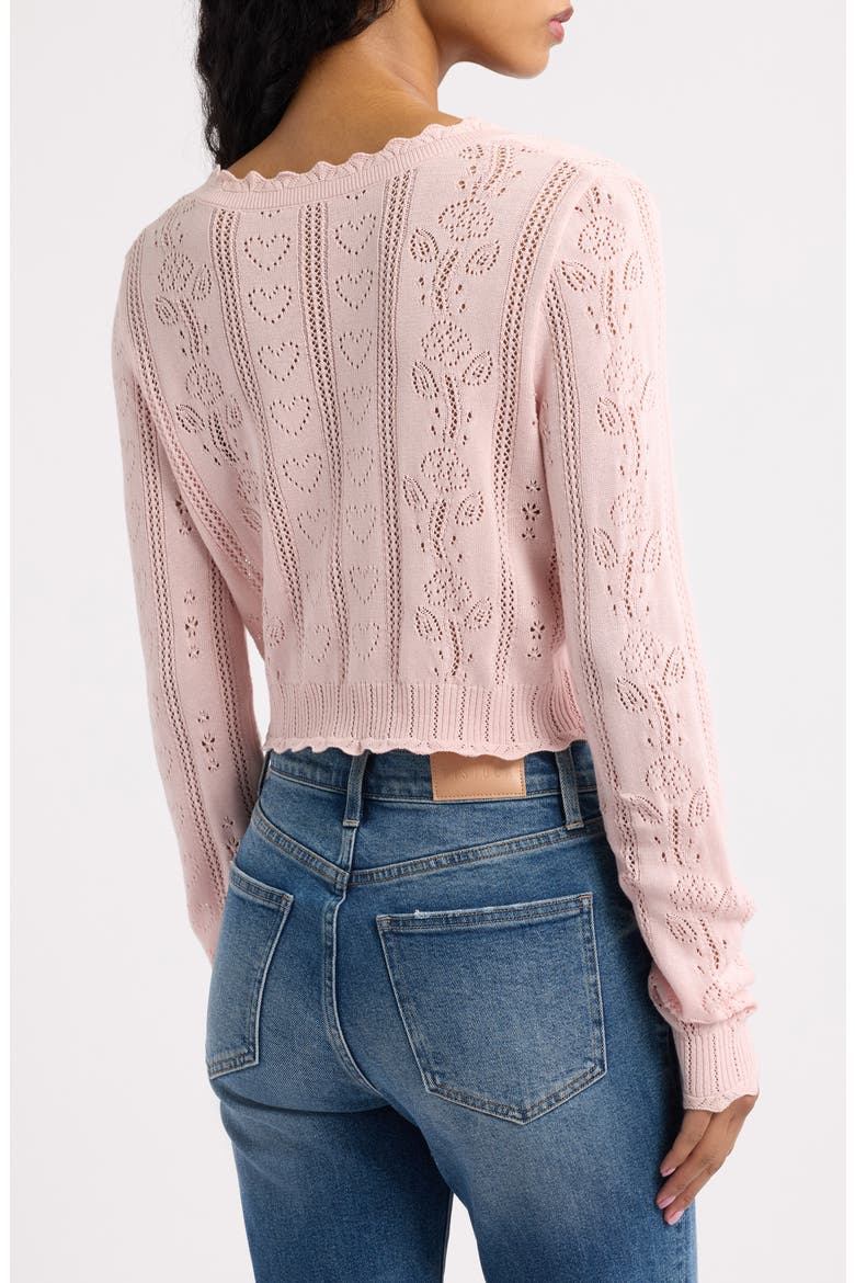 Sibella Cotton Pointelle Cardigan, Alternate, color, PINK IRIS