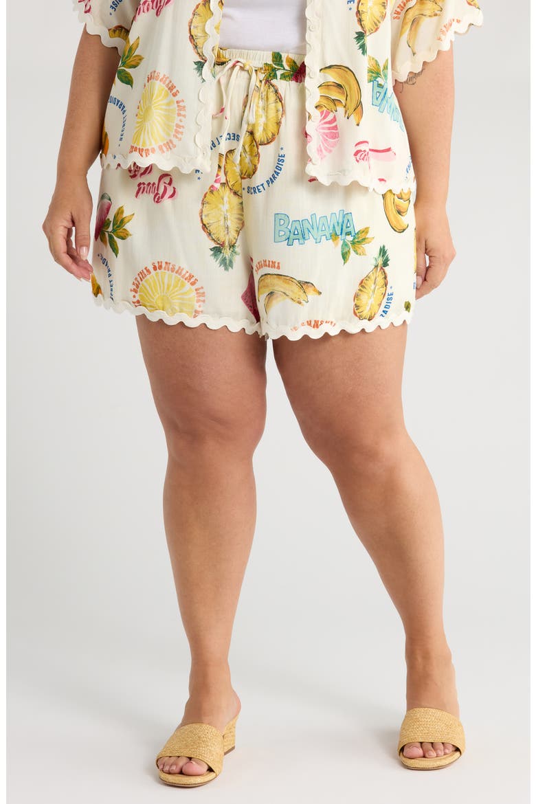 Zio Paradise Print Drawstring Shorts, Main, color, IVORY/ MULTI