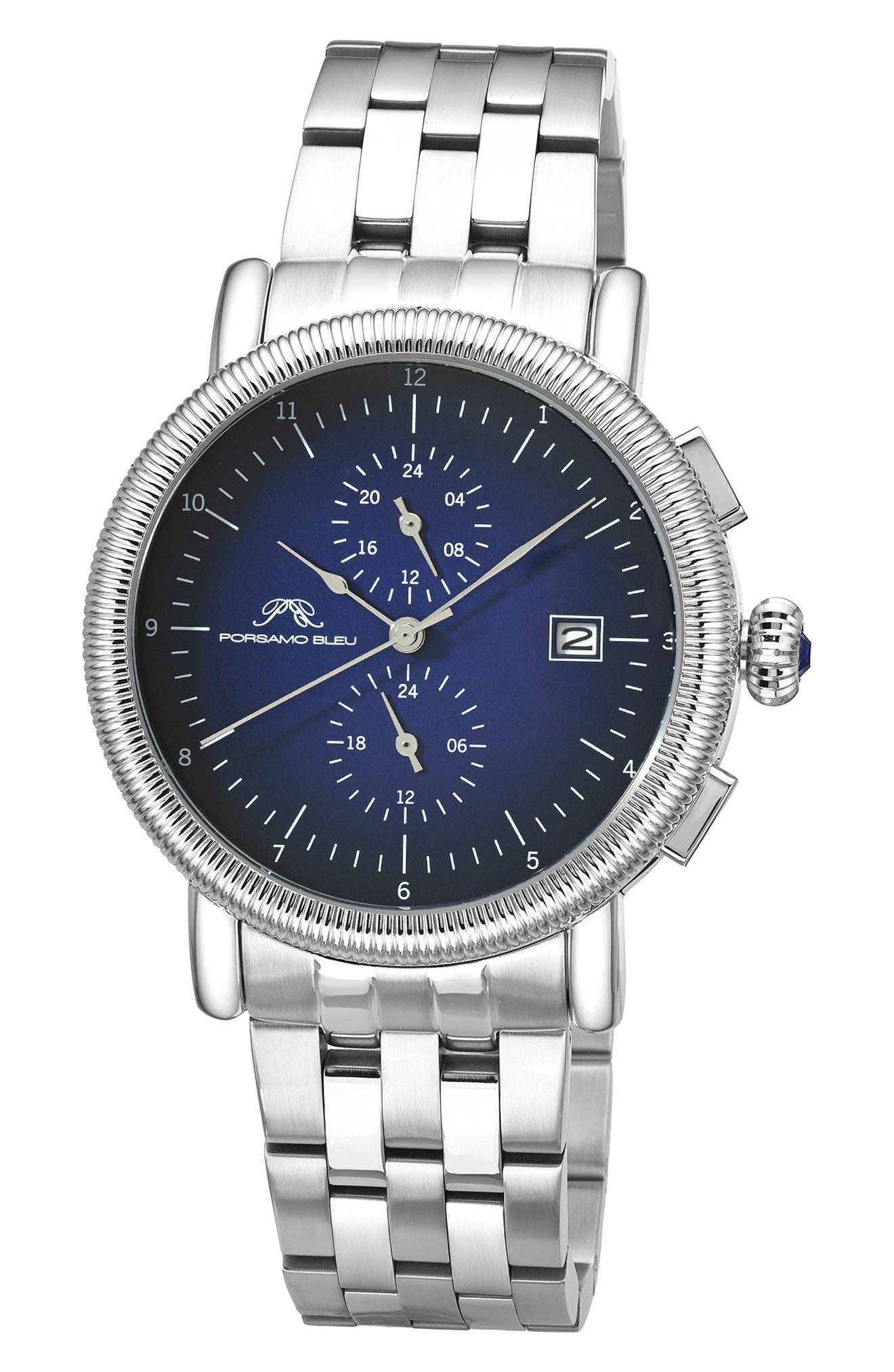 Porsamo Bleu Valor Bracelet Strap Chronograph Watch, 44mm In Silver Blue