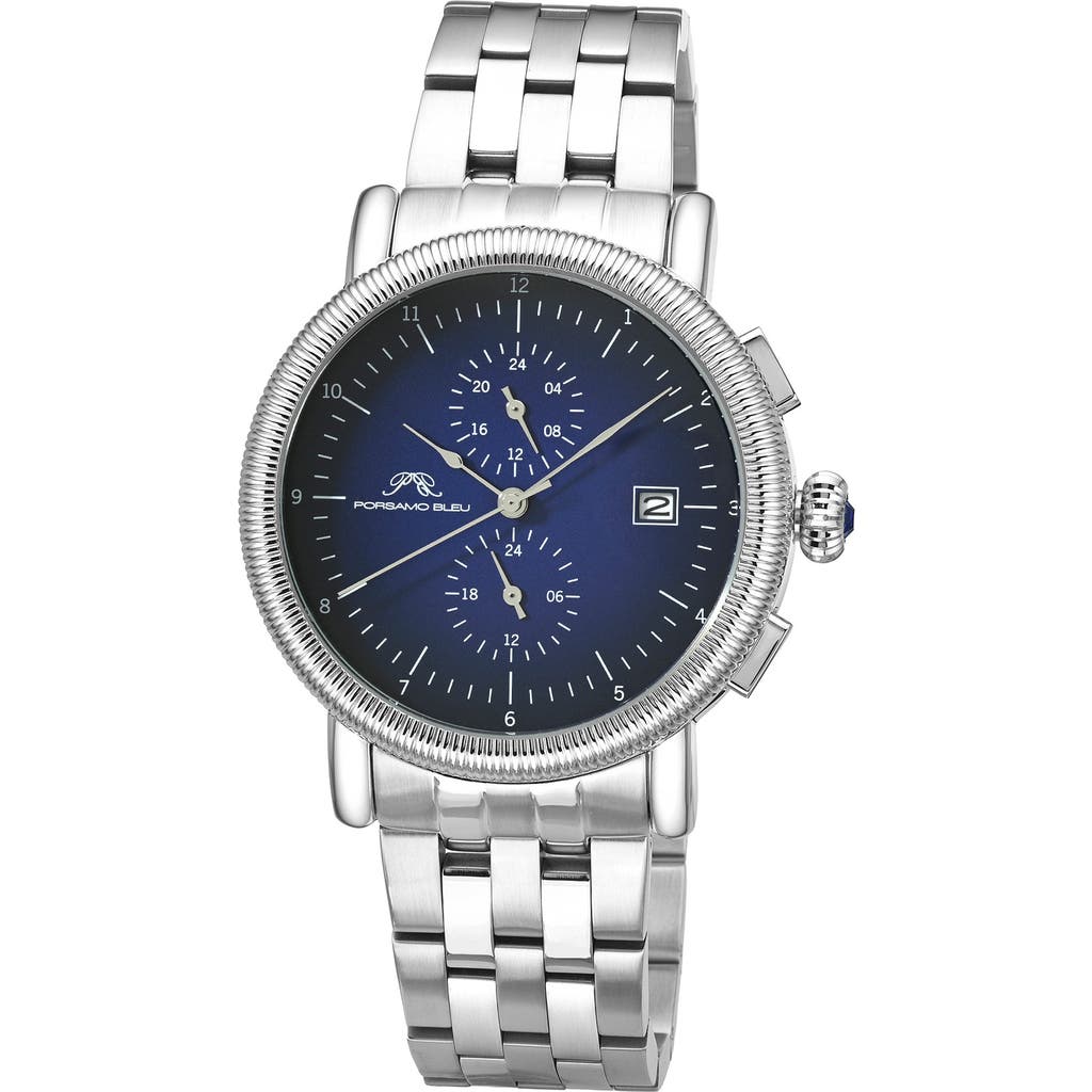Porsamo Bleu Valor Bracelet Strap Chronograph Watch, 44mm In Silver Blue