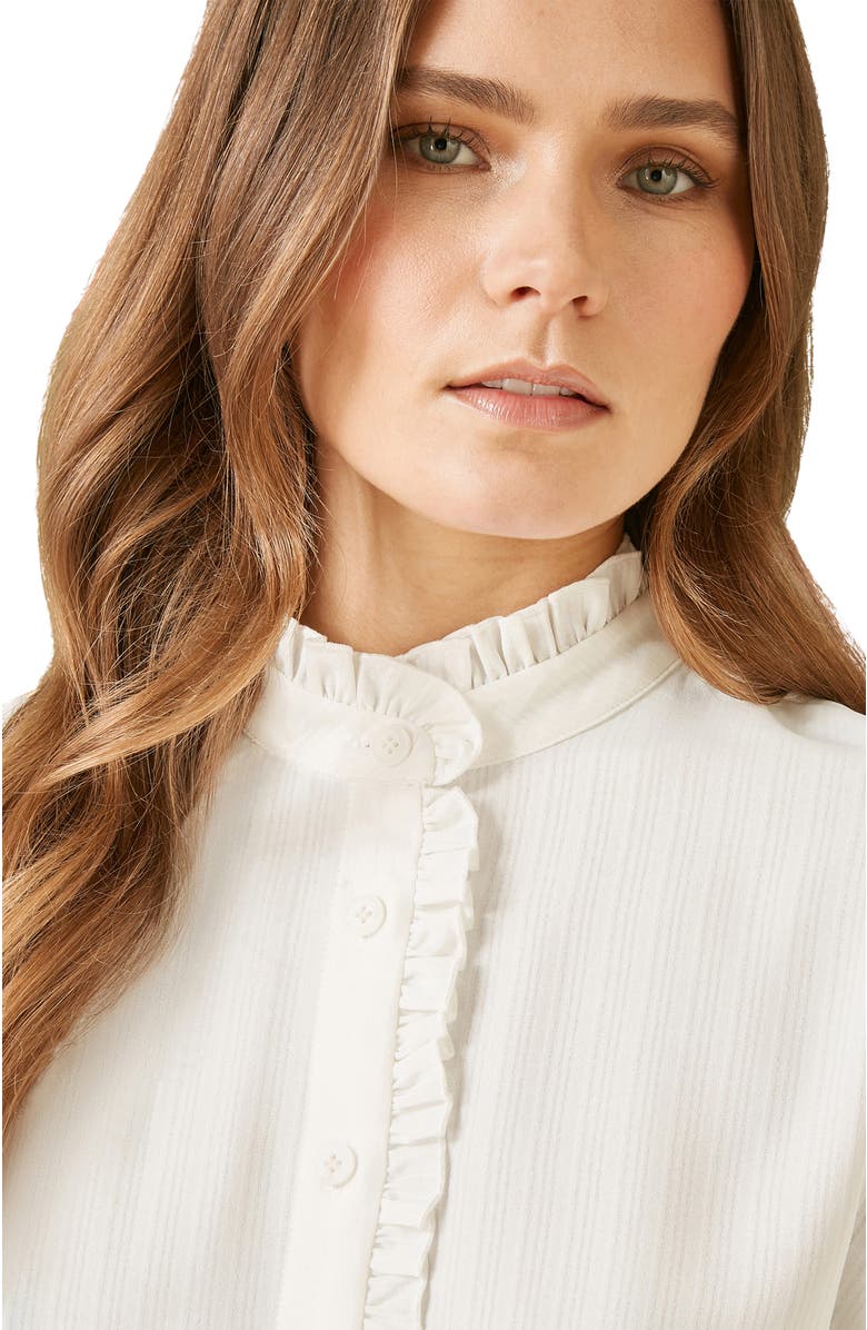 Yumi High Neck Frill Shirt, Alternate, color, White