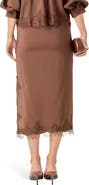 English Factory Lace Trim Satin Midi Skirt
