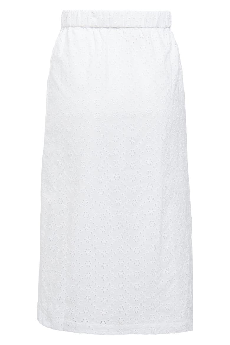 Front Button Eyelet Skirt, Alternate, color, WHITE
