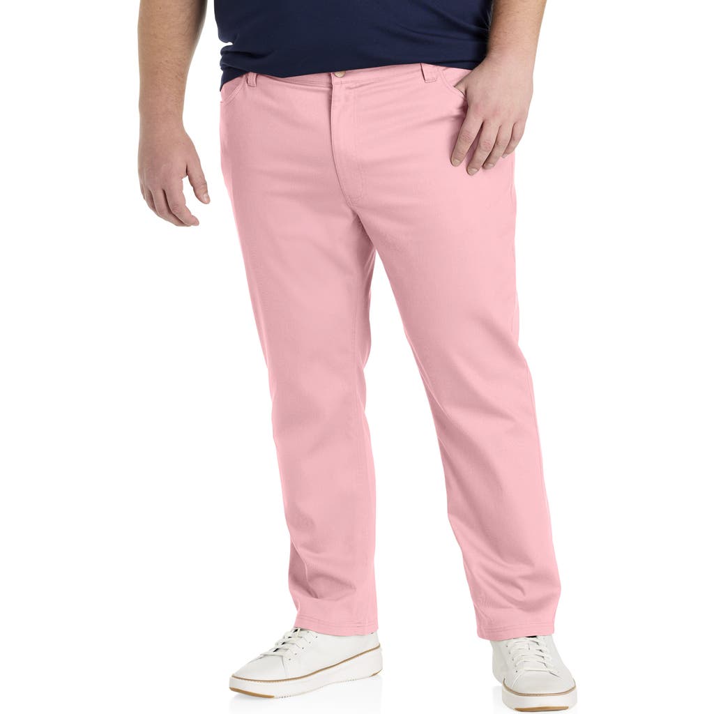 Oak Hill By Dxl Straight-fit Chambray 5-pocket Pants In Silver Pink