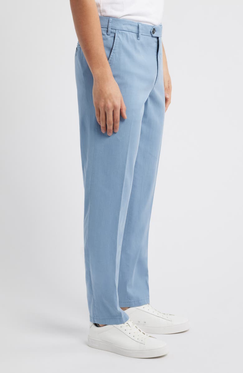 Canali Regular Fit Flat Front Comfort Twill Pants, Alternate, color, Light Blue