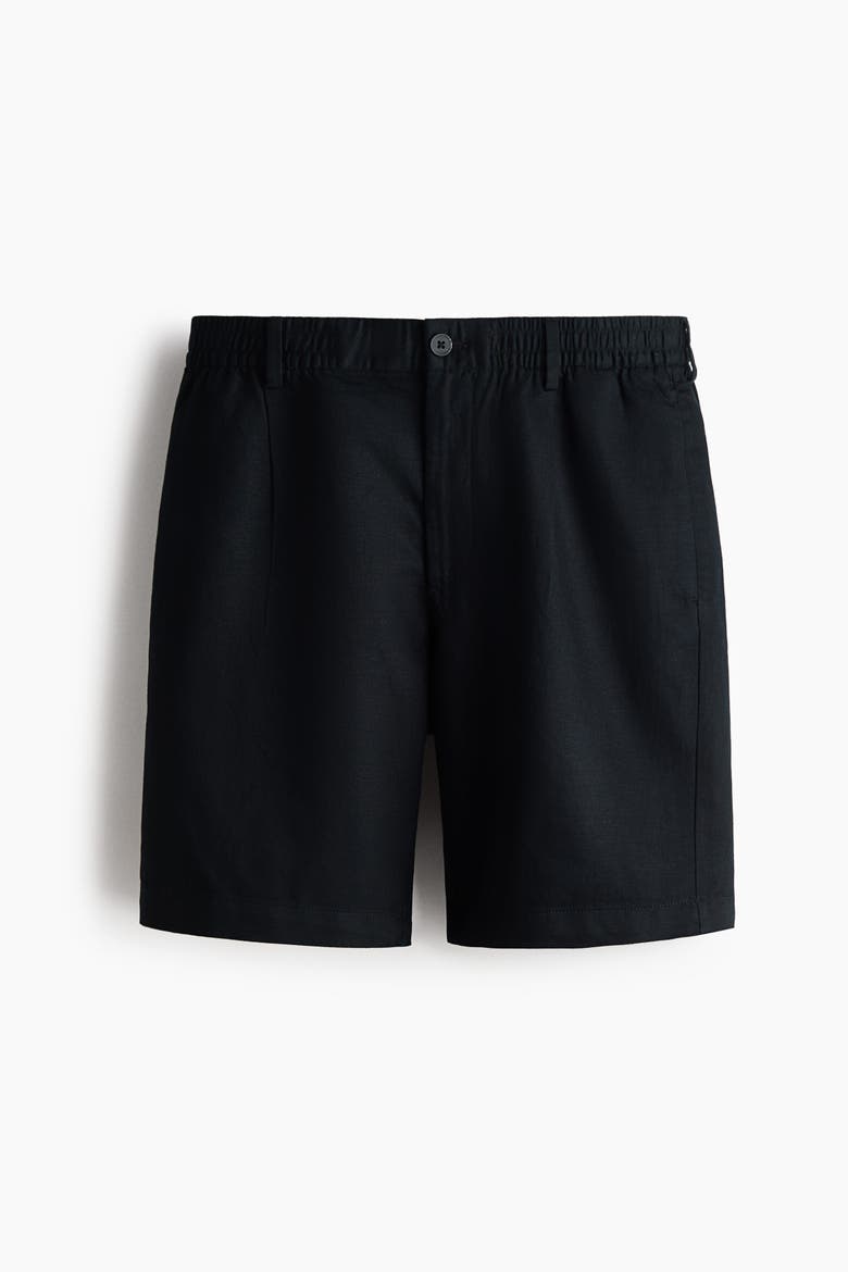 Relaxed Fit Linen-blend Shorts, Alternate, color, Black