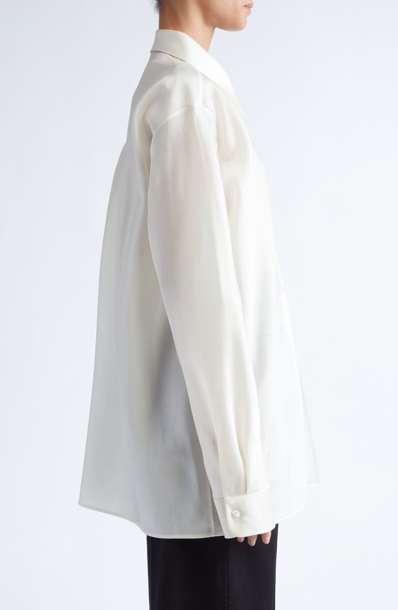 GIA STUDIOS Perle Oversize Vietnamese Silk Button-Up Shirt, Alternate, color, Cream