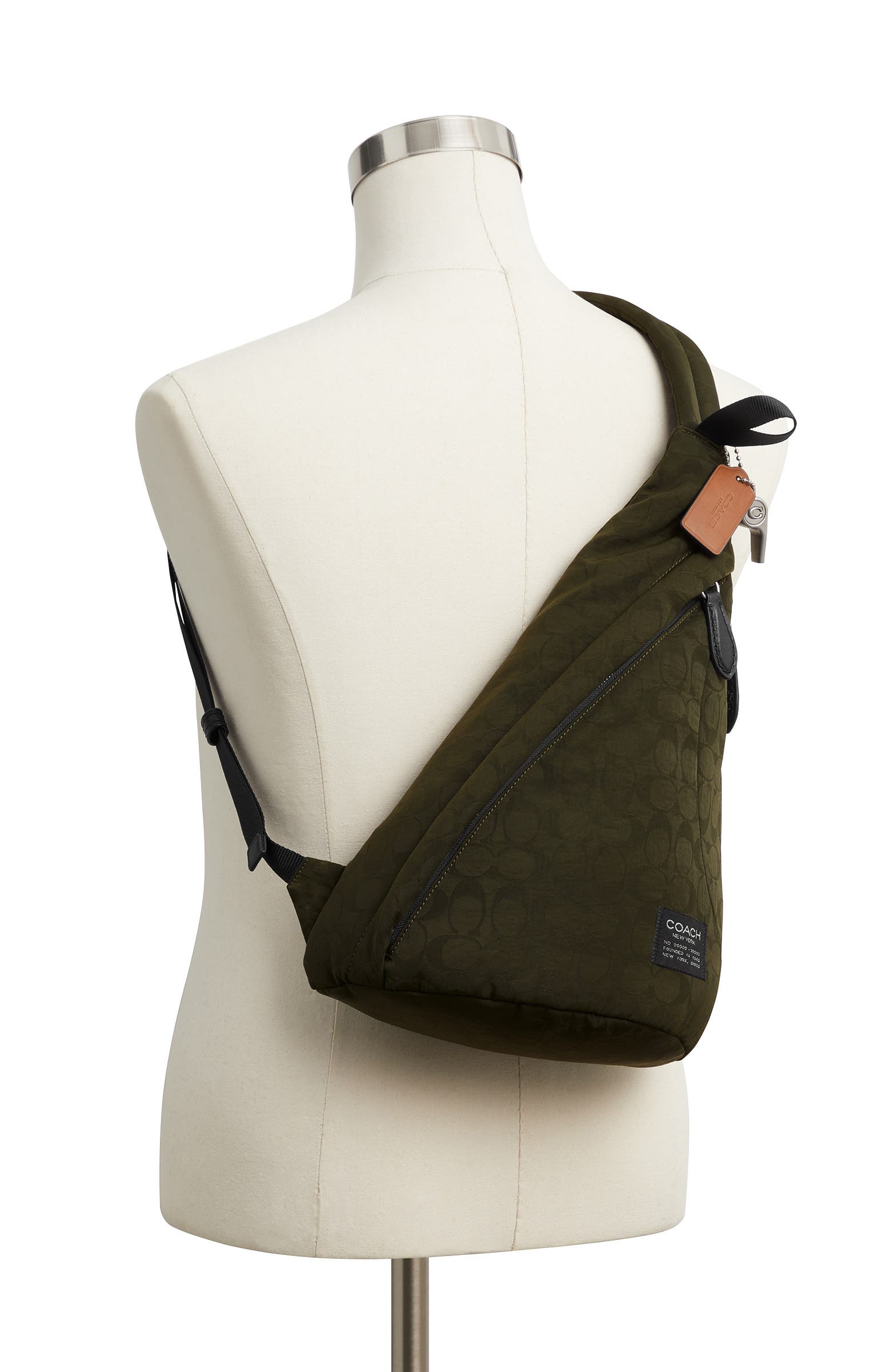 Lachlan Sling in Signature Nylon, Alternate, color, DARK MOSS