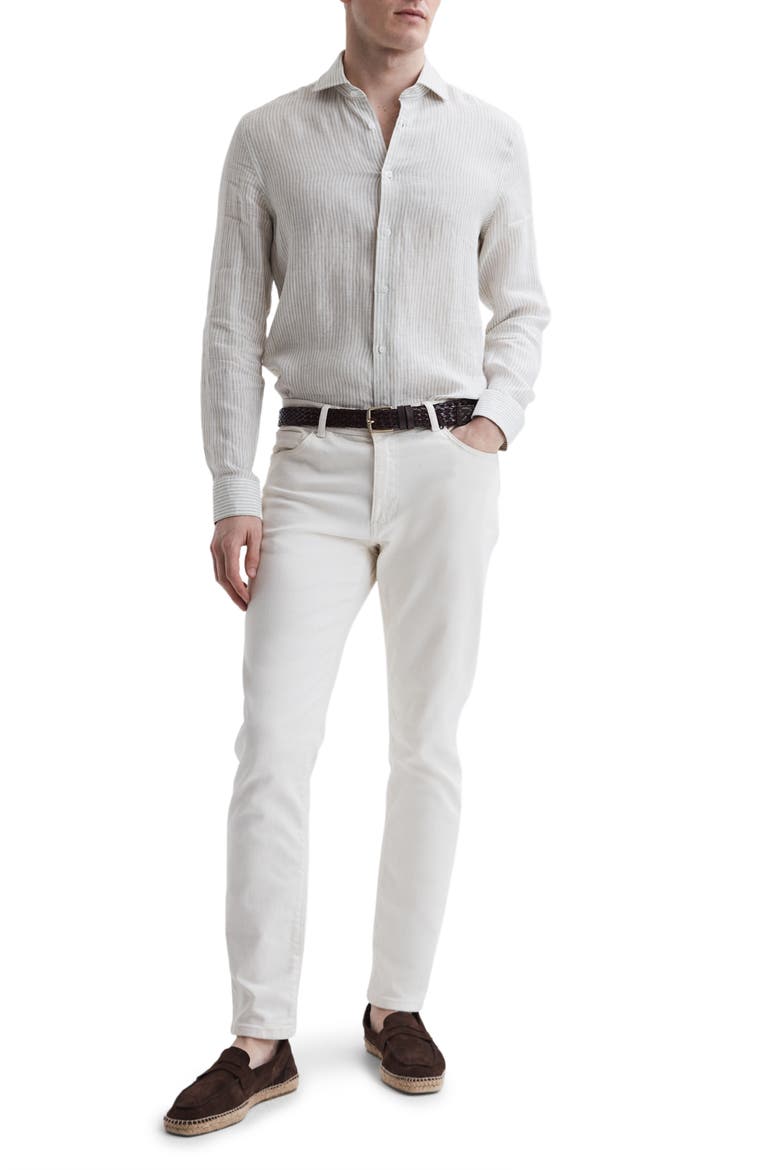 Ruban Stripe Linen Button-Up Shirt, Alternate, color, OATMEAL STRIPE