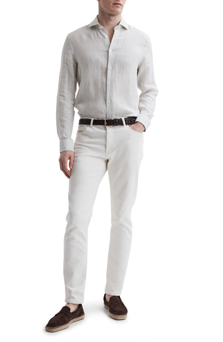Reiss Ruban Stripe Linen Button-Up Shirt, Alternate, color,