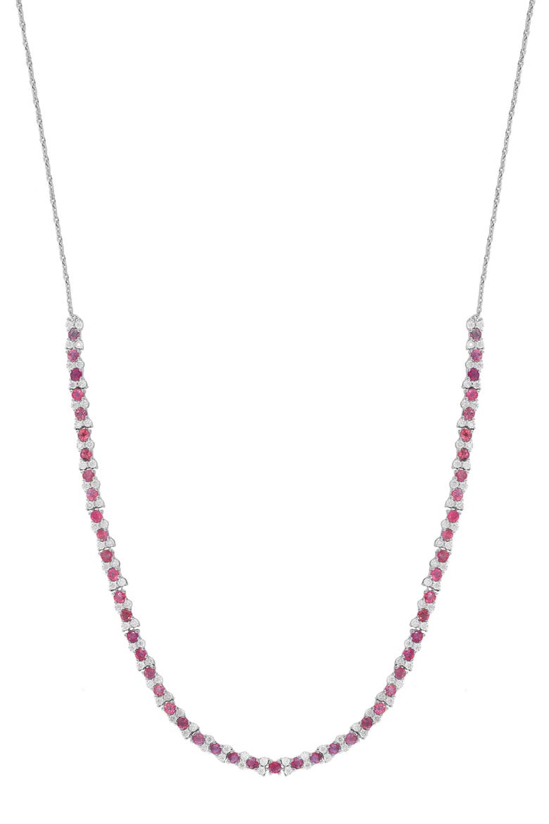 18-Inch Sterling Silver Ruby and Diamond Necklace, Main, color, RED