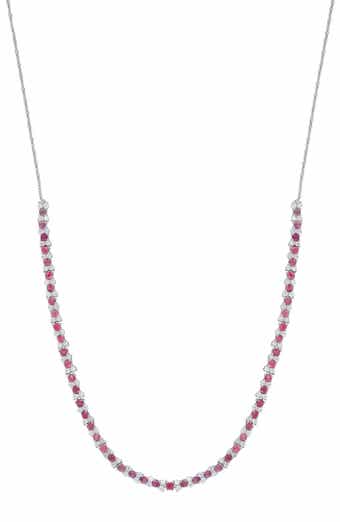 18-Inch Sterling Silver Ruby and Diamond Necklace
