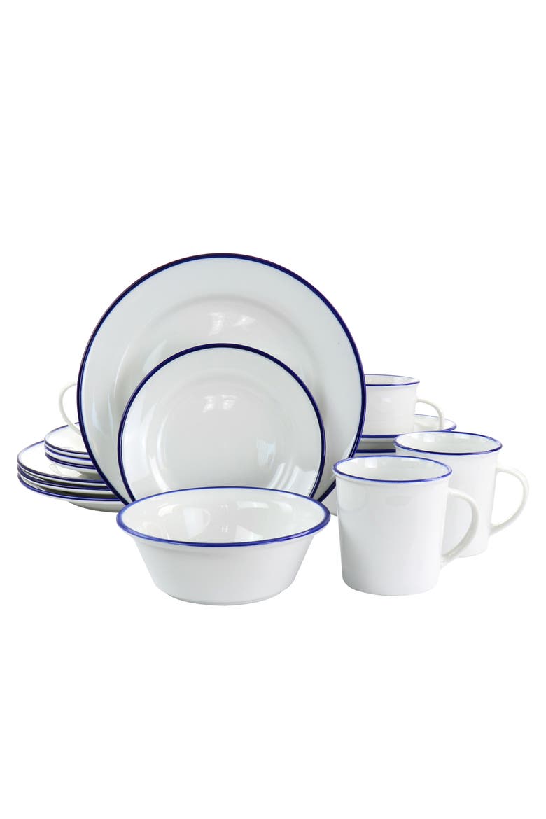 Fine Ceramic 16 piece Dinnerware Set, Main, color, White