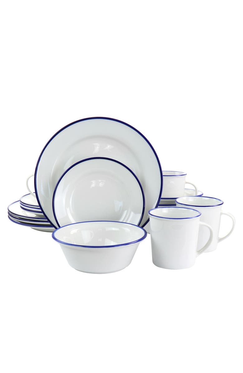 MARTHA STEWART Fine Ceramic 16 piece Dinnerware Set, Main, color, White