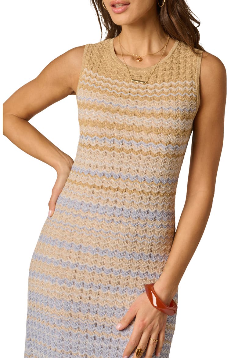 Metallic Sweater Knit Midi Dress, Alternate, color, ECRU MULTI