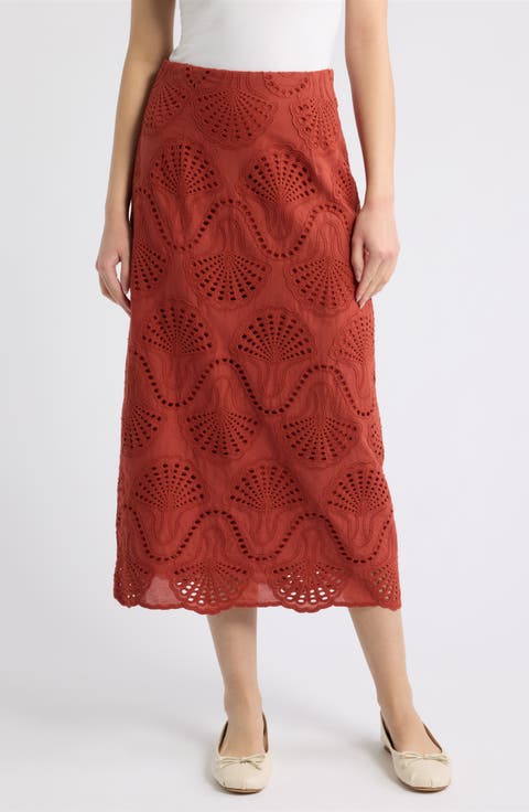 Cannes Eyelet Midi Skirt