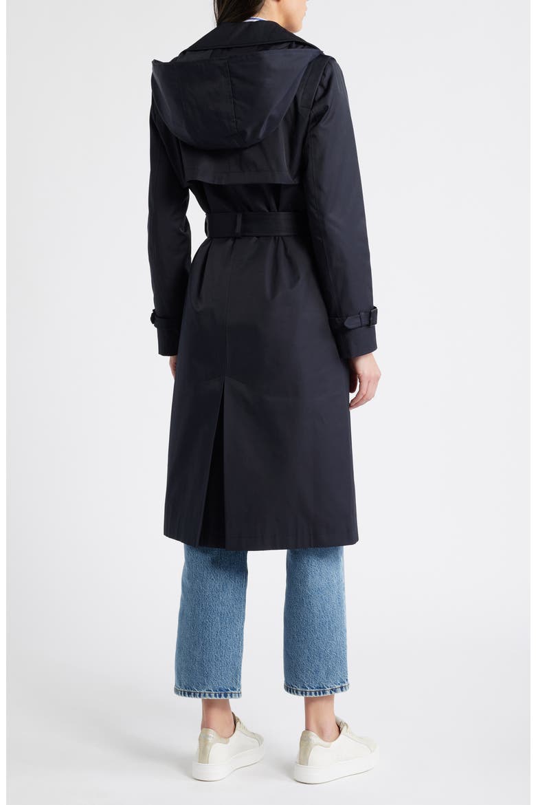 Double Breasted Belted Trench Coat, Alternate, color, NAVY