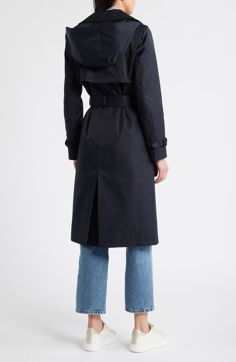 Sam Edelman Double Breasted Belted Trench Coat, Alternate, color, Navy
