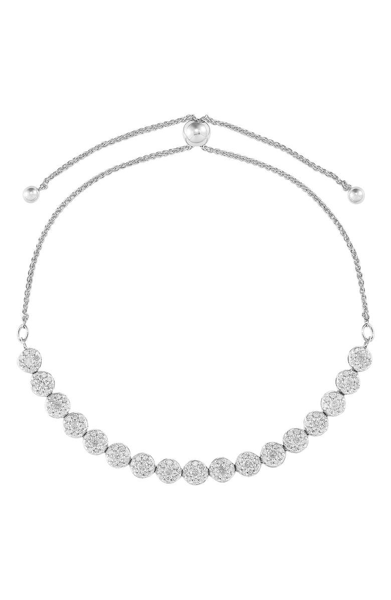 Frankie & Zoe 10K White Gold Pavé Diamond Slider Bracelet, Alternate, color, White Gold