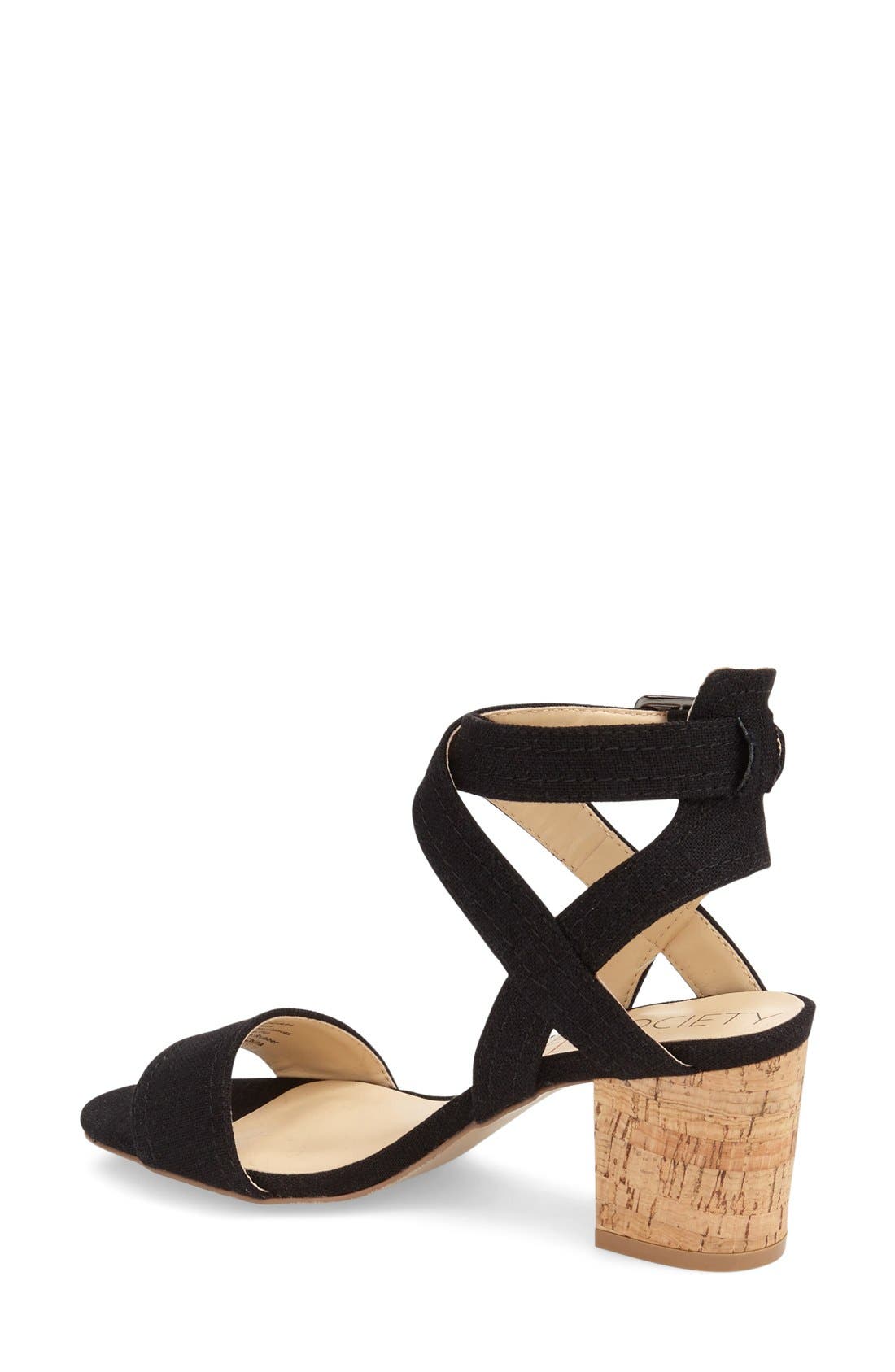 'Zahara' Block Heel Sandal, Alternate, color, BLACK CANVAS
